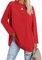 Ebifin Oversize Langarmshirt Damen Longshirt Rundhalsausschnitt Oberteil Langarm T Shirts Pullover Basic Tunika Tee Tops.Rot.L
