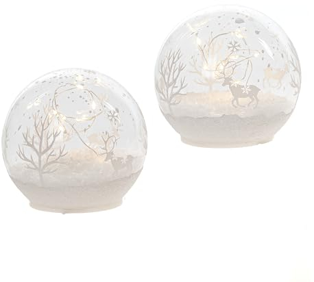LED Deko Kugel aus Glas mit Draht-Lichterkette als Beleuchtung zum Hängen oder Hinstellen |ideal zu Weihnachten | batteriebetrieben | Verschiedene Modelle (2er Set)