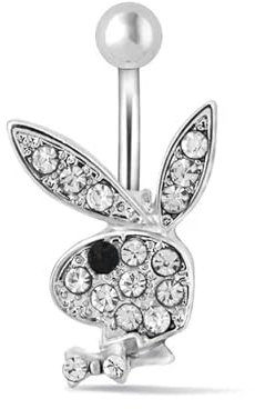 MESKEL 1 Stück Bauchnabelringe Hase Nabelringe Kaninchen Bauchringe für Frauen Edelstein Rosa Blau Hase Fake Bauch Piercing Pin