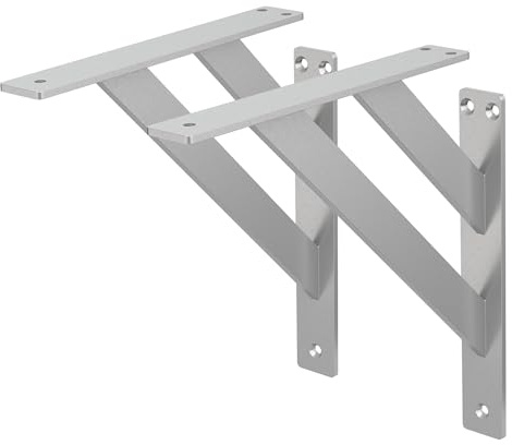 ML-Design 2 Stück Regalhalterung 240x240 mm, Silber, Aluminium, Schwebende Regalhalterungen, Regalwinkel, Wandhalterung für Regalbrett, Regalträger für Wandmontage, Wandregal Wandkonsole Regalstütze
