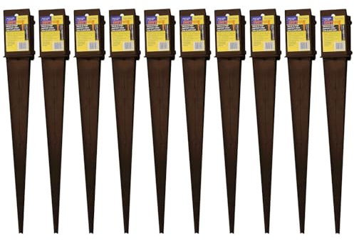 10 x Fence Post Holder 100mm posts Support Drive Down Spike Clamp Grip Brown for 100mm x 100mm posts, 750mm spike (4 x 30) Eliza Tinsley Swiftpost, Pack of 10