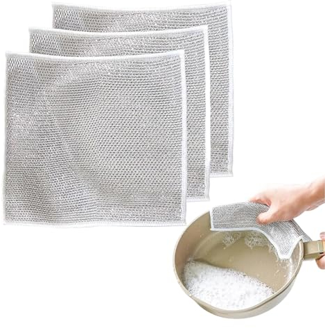 MJLOMJ Trapos multiusos de alambre para lavar platos, trapos de alambre para fregar sin arañazos, paño de limpieza de microfibra de cocina reutilizable, paño de plumero sin pelusas, trapos de alambre