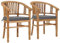 TANZEM Gartenstühle mit Kissen 2 STK. Balkonstuhl Hochlehner, Terrassenstuhl, Gartenmöbel Set, Balkon Stühle, Terrassenmöbel, Teak Massivholz
