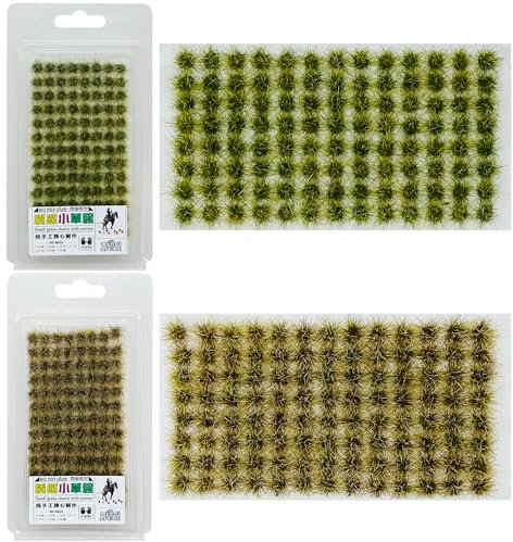 Attuslla 208 Stück Static Grass Tuft Selbstklebende Statische Grass Statisches Grasbüschel für Miniatur Tabletop Spiele Modelleisenbahn Geländebau