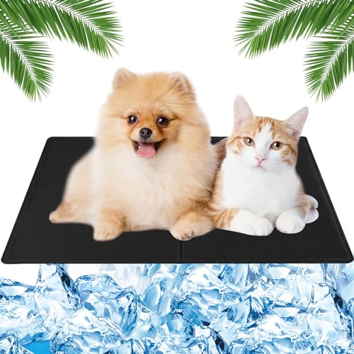 MUXIWOM Kühlmatte Hund Katzen, Kühlmatte für Hunde Selbstkühlend Hunde Kühlmatte für Sommer Hundekühlmatte Kühlkissen Haustiere Kühlende Hundematte mit Ungiftiges Gel(Schwarz 50x40cm)