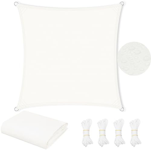 WOLTU Toldo Vela de Sombra Impermeable, Toldo Cuadrado 3x3 m de Poliéster 200 g/m², a Prueba de Viento y Protección Rayos UV, para Exxterior como Jardin, Patio, Piscina, Crema