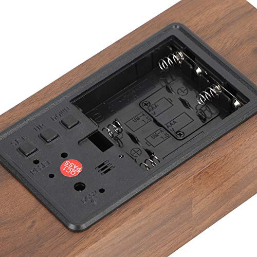 Dekaim Bürodekoration Digitaler Wecker LED Smart Elektronische Soundsteuerung Holzmaserung USB Büro Dekoration