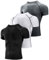 Niksa 3 Pack Compression Tops for Men Short Sleeve Mens Running Top Mesh Design Quick Dry Base Layer Top for Gym Sports Fitness Workout Cycling,Training, Black White Grey,M