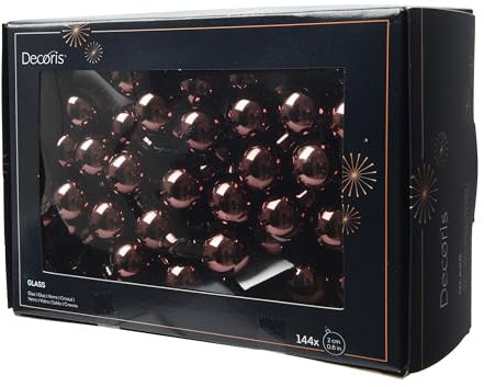Kaemingk Weihnachtskugeln am Draht Glas 2cm x 144 Stück Spiegelbeeren Matt - kleine Dekokugeln - Christbaumschmuck & Weihnachtsdeko - Schwarze Trüffel