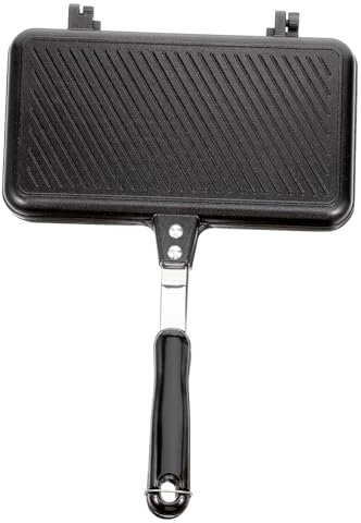FUNOMOCYA Doppelseitige Sandwich Bratschale aus Aluminium Antihaftbeschichtet für Sandwiches und Waffeln Praktisch für Heimgebrauch mit Gaskocher