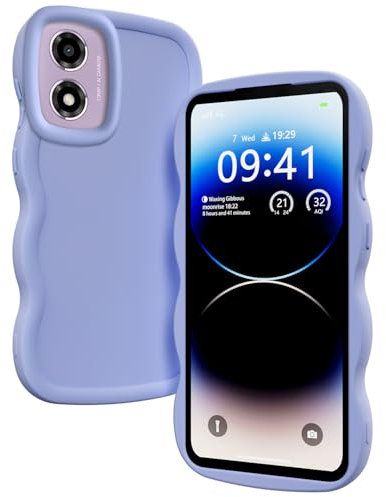 XINYEXIN Silicone Cover per Motorola Moto E14 / Moto G24 / Moto G04, Custodia Cellulare Onda Cornice Forma Riccia Carina, Antiurto Ondulata Bumper Case - Viola