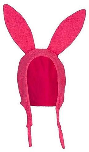 Qianderer Familien-Mütze mit Hasenohren, Bob's Louise, Hasenohren, Burger, Beanie, Cosplay, Kostüm, Halloween, Fleecemütze, Rosa (Erwachsene), Einheitsgröße