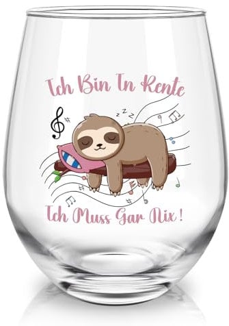 Joymaking Weinglas Renteneintritt Geschenk - Ruhestand, Pension, Faultier, Abschiedsgeschenk für Kollegen - 17oz