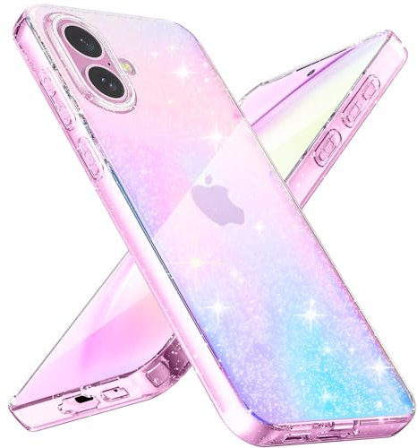 Eherui Glitzer Hülle für iPhone 16 Plus, Transparent Handyhülle Bling Weiche TPU Silikon Stoßfest Kratzfest Schutzhülle für Frauen und Mädchen für iPhone 16 Plus Case, Durchsichtig