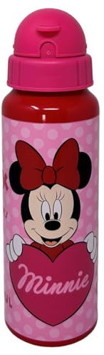 Borraccia in alluminio con cannuccia Minnie Mouse Disney bottiglia 550 ml accessorio per bambini