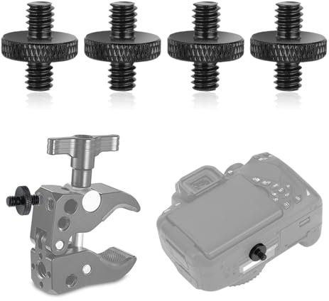 UEIOAVL Viti per treppiedi e monopiedi, 4 adattatori filettati per treppiede maschio da 1/4 a 1/4 maschio con foro per monopiede microfono treppiede leggero (nero)