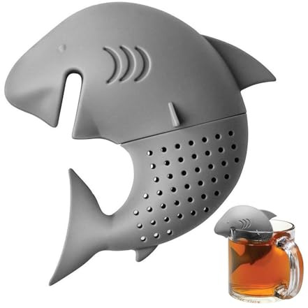Haifisch-Tee-Ei – Silikon-Tier-Tee-Ei, lustiger Haifisch-Tee-Filterball, lebensmittelechtes Silikon, lose Blätter, Teesieb, langlebig, niedlich, lustig, für Zuhause, Hotel