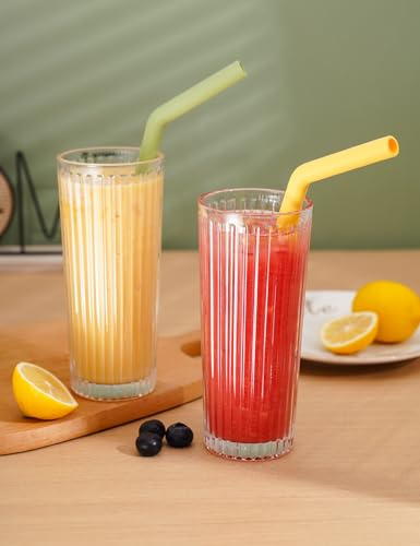 NiHome 2-pack 530 ml Highball-glas med silikonsugrör