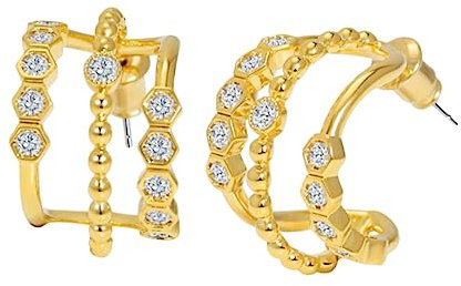 minkissy 1Paar Goldene Diamantohrringe Für Frauen Leichte Luxusohrringe Im Ohrstecker Besondere Anlässe Tägliches