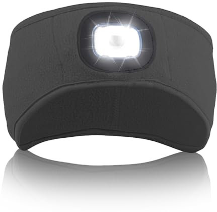 Richaa Joggen Stirnband mit Licht Stirnlampe Damen Stirnlampe Led Wiederaufladbar, Beleuchtung für Jogger Herren Winter Laufen ZubehöR