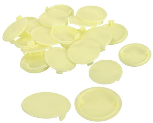 sourcing map 80Pcs Hinge Hole Covers, 35mm(1 3/8) Dia Plastic Concealed Hole Cover Round Flush Type Caps for Furniture Cabinet Cupboard, Yellow