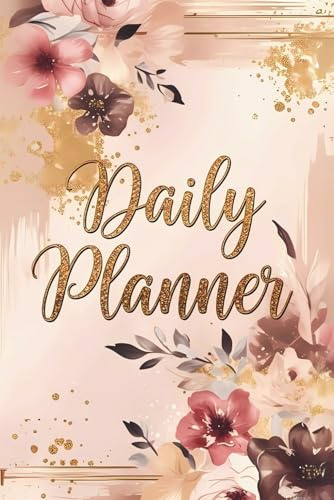 Elegant Daily Planner – Blush Pink & Gold Foil-Inspired Organizer for Women: Modern 6 x 9 Undated Productivity Journal with Abstract Florals, Minimalist Brush Strokes & Glam Aesthetic