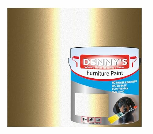 SCOOBYS PAINTS BACK IN THE MIX Metallic Water-Based Furniture Paint Satin Finish, No Primer Required, Interior/Exterior Non Toxic Eco Friendly 250ML Plastic, Metal & Wood Fast Drying (Gold Metallic)