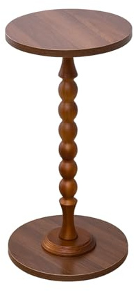 ClockUniverse Wooden Round Side Table Pedestal – 56 cm Tall | 28 cm Top & 30 cm Base | Natural Wood Accent Table for Living Room, Bedroom, or Plant Stand