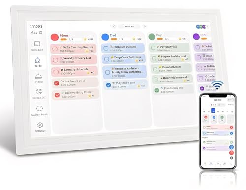 Elprico 15,6 Zoll Digitaler Kalender, Elektronischer Wandkalender mit Touchscreen, Digitaler Fotorahmen für Familienpläne und Fotos (reines Weiß)