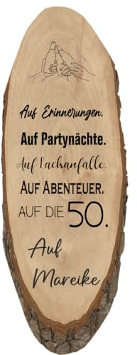 LaserGrote Personalisierte Holzscheibe mit Gravur | Holzscheibe Deko mit Namen und Spruch Geburtstag | Deko-Baumscheibe mit Namen (Auf Erinnerungen, super Large (85cm * 38cm * 2,5cm))
