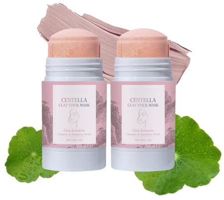Centella Clay Stick Mask,2 PCS Clay Mask für Tiefenreinigung & Porenverfeinerung,Koreanische Tonerde Maske mit Centella als Mitesserentferner, Hautpflege für Frauen und Männer aller Hauttypen