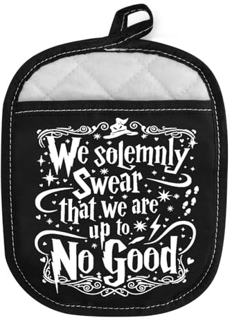 MEIKIUP Magic Wizard Pot Holders Magical Oven Mitts Halloween Witch Gifts We Solemnly Swear We are Up to No Good Wizardry Gifts (Magical Holder-UK)