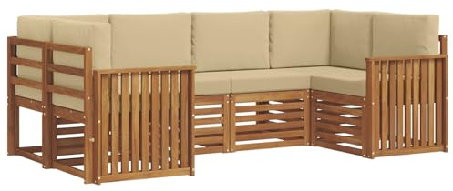 vidaXL 20-teiliges Sofa-Set aus natürlichem Akazienholz, massiv, modern, rechteckig, rechteckig, langlebige Terrassenmöbel, aus Akazienholz