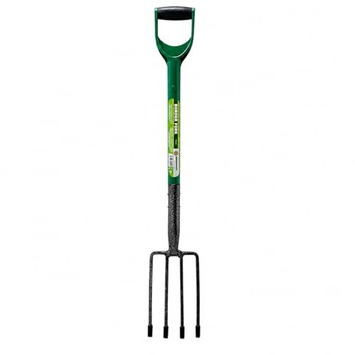 BBSK Garden Fork with D-Grip Handle, Heavy Duty Steel 4-Tine Digging Fork, 102cm Long Durable Gardening Tool for Soil Turning, Aerating & Cultivating