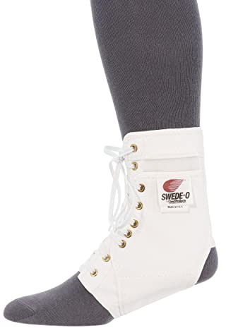 Swede-O Ankle Lok Support with Knit Tongue, Exclusive Lacing System Keeps Brace Tighter Longer, Side Stabilizers Provide Additional Ankle Support, Large, White