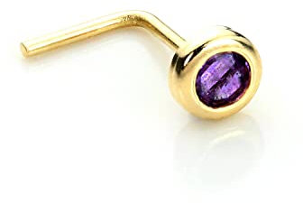 jewellerybox Clou de Nez Coudé en L en Or Jaune 9 Carats et Oxyde de Zirconium Rond 2,8mm - Blanc