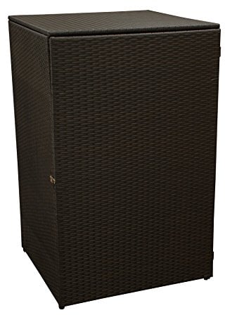 gartenmoebel-einkauf Mülltonnenbox für Tonnen bis 120 Liter, 64x66x109cm, Stahl + Polyrattan Geflecht Mocca