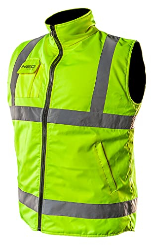 NEO TOOLS 2in1 Herren Profi Warnweste Gelb Wind und wasserdichte Gr. S-3XL | Winterweste, Fleeceweste, Sicherheitsweste Arbeitsweste, Funktionsweste Gr. S
