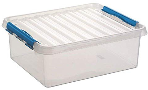 6x SUNWARE Q-Line Box - 25 Liter - 500 x 400 x 180mm - transparent/blau