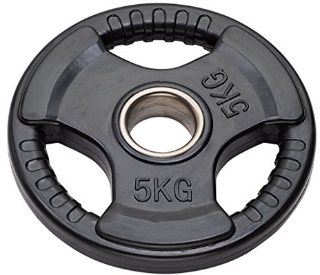 JK FITNESS Diamond, olympionische Gusseisenscheibe, gummiert, Tri-Grip, Loch Ø50 mm, 5 kg, Unisex, Erwachsene, Schwarz, Einheitsgröße