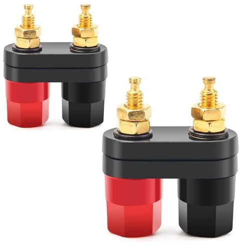 Oiyagai 2Pcs Speaker Amplifier Terminal Dual Binding Post Banana Plug Socket Connector Red/Black for Audio Amplifier Speaker Wire