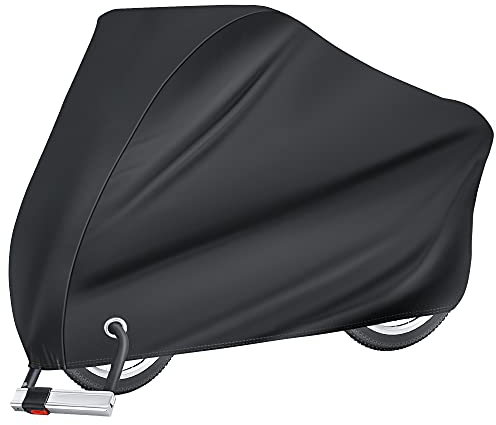 Puroma Fahrradabdeckung für den Außenbereich, wasserdicht, Regen, Sonne, UV, staubdicht, winddicht, mit Schlossloch für Mountainbike, Rennrad, Elektrofahrrad, XL