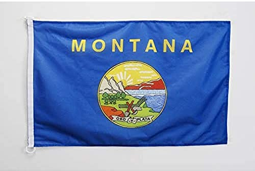 AZ FLAG - Drapeau Montana Spécial Extérieur - 90x60 cm - Pavillon Nautique Etat Américain - Usa - Etats-Unis En Maille Bloquée Avec Anneaux Plastiques Intégrés - 80g
