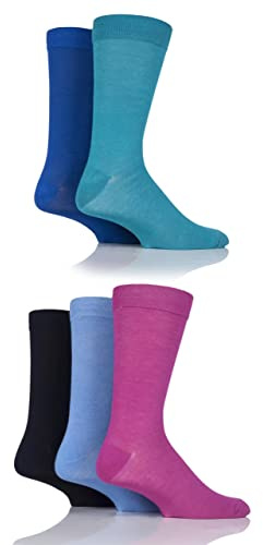 SockShop Men's Patterned Bright Colourful Natural Bamboo Socks Various Designs for Everyday Wear Size 7-11 Pack of 5 Fresh 7-11