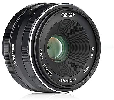 Meike 25mm F1.8 Large Aperture Wide Angle Lens Manual Focus Lens for Sony E Mount Mirrorless Cameras A7III A9 NEX 3 3N 5 NEX 5T NEX 5R NEX 6 7 A6400 A5000 A5100 A6000 A6100 A6300 A6500