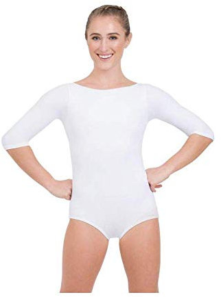 Capezio 126 Boatneck 3/4 Sleeve Leotard, Weiß, L