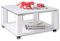 Stella Trading ROMY MOBIL Moderner Couchtisch auf Rollen weiß Hochglanz - mobiler Sofatisch mit zwei Ebenen für Ihren Wohnbereich - 76 x 41 x 76 cm (B/H/T)
