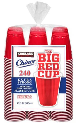 EVAXO Kirkland Signature Chinet 18 Oz Red Cups (240Count), 240Count