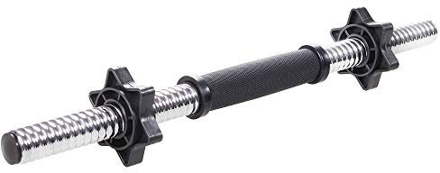 SPRINGOS Kurzhantelstange 45 cm – Verchromter Stahl, Ø 25 mm, Max. Belastung 50 kg, Riffelgriff & Sternverschlüsse für Krafttraining Zuhause