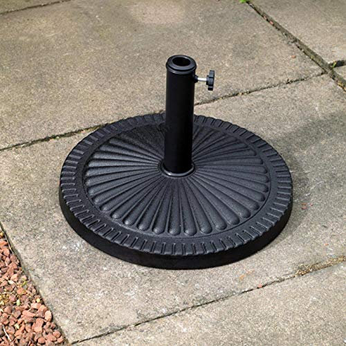 Garden Mile Decorative Garden Parasol Umbrella Base - Strong Stable Durable Weatherproof Traditional Adjustable Furniture Accessory - Umbrella Stand for Patio, Garden, Outdoor, Camping - Black (14Kg)